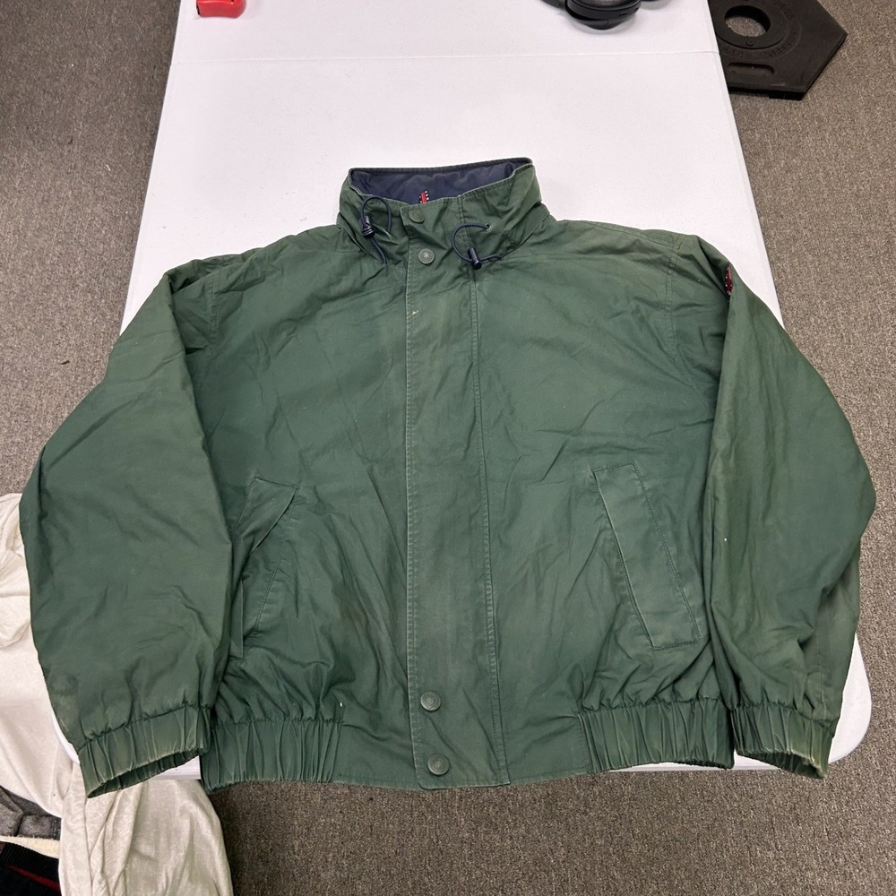 Tommy Hilfiger Sailing Jacket Mens M Green Fleece Lined Vintage 90s RN77806